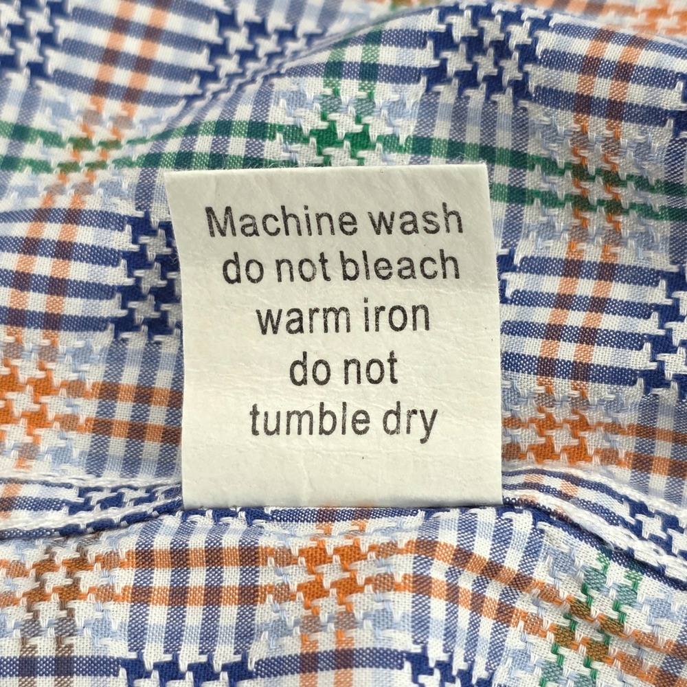 Inserch Icon Button Down Shirt‎ Mens Blue Orange Plaid Jacquard Cotton 2XL - Picture 7 of 8